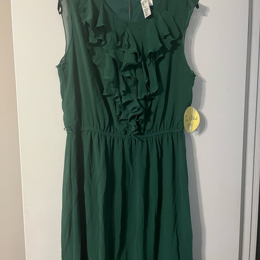 Green Ruffled Sleeveless Dress